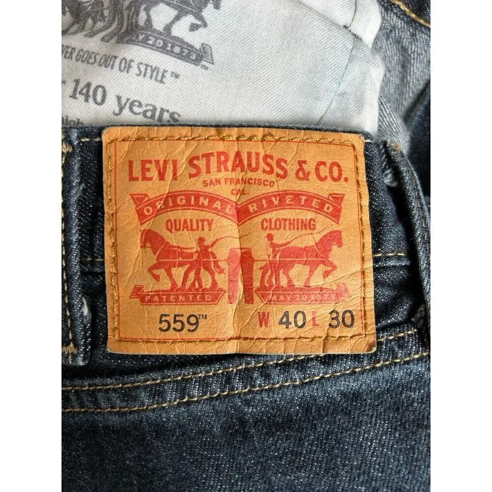 Levi's 559 Relaxed Fit Straight Leg Mens Jeans Blue Size 40 X 30 Denim Pocket